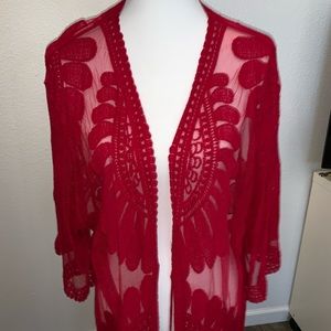 Mesh/knitted kimono